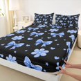 thumbnail image 3 of Manfei Cute Blue Bow Knot Fitted Sheet Full,Kawaii Bowknot Loves Bed Set,3 Pieces,1 Fitted Sheet and 2 Pillowcases, 3 of 6
