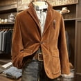 thumbnail image 5 of Men's Solid Color Corduroy Warm Pocket Suit Jacket Cardigan with Small Print for Casual and Smart Casual, Men's Casual Suit with Comfort and Style,Brown,M, 5 of 5