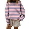 thumbnail image 2 of ClodeEU Women's Long Sleeve T Shirts,Basic Crewneck Striped Tunic Blouses Tops Pink,Womens Plus S, 2 of 5