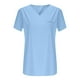thumbnail image 4 of Top de Manga Corta de Verano para las Mujeres de Tamaño Grande Falso Bolsillo V-Cuello Camiseta, Mezcla de Poliéster Algodón Spandex Top Casual, Lavado a Mano Más Tamaño, 4 of 5
