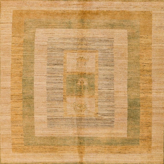 Ahgly Company Machine Washable Indoor Square Abstract Orange Area Rugs, 4' Square