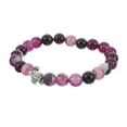 thumbnail image 1 of Pulsera elástica de tortuga marina con cuentas de piedra natural morada para mujer. Joya con dije de piedra para fiestas, festivales o uso diario., 1 of 7