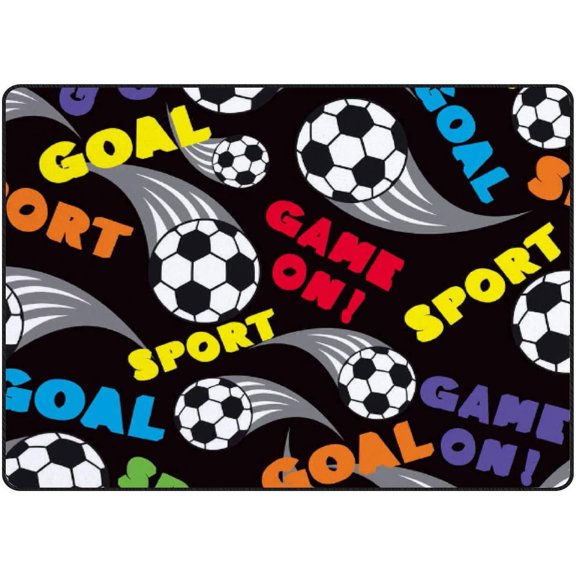 Crawling Indoor Carpet Play Mat Football Soccer Black for Living Room Bedroom Educational Nursery Floor Mat Area Rugs 63x48inch
