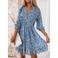 thumbnail image 7 of QWZNDZGR 2022 New Mid-Length Skirt With Waistband Pullover Bohemian Printed Short-Sleeve Floral Dress, 7 of 7