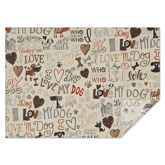 I Love My Dogs Art Rectangle Tablecloth 60"x84",Waterproof Polyester Rectangle Table Cloth, Wipeable Spillproof Polyester Tablecloth for Dining, Camping, Indoor and Outdoor