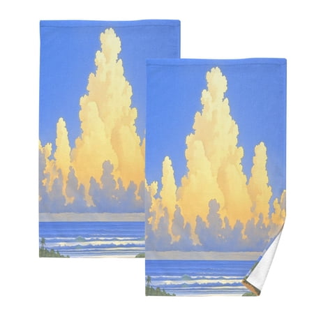 Seaside Sky Set of 2 Pure Cotton Towels, 16'' x 28'', Highly Absorbent and Soft