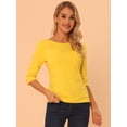 thumbnail image 2 of CamiseAjustaCon Cuello Redondo Y Mangas Al Codo PaMujer Amarillo brillante L, 2 of 6