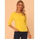 thumbnail image 2 of CamiseAjustaCon Cuello Redondo Y Mangas Al Codo PaMujer Amarillo brillante M, 2 of 6