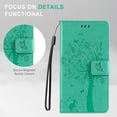 thumbnail image 2 of Compatible with Samsung Galaxy A25 5G Case Wallet Case with Kickstand Credit Card Holder Slots Cute Cat Butterfly & Tree Embossed Premium PU Leather Protective Phone Case with Wrist Strap,Green, 2 of 8