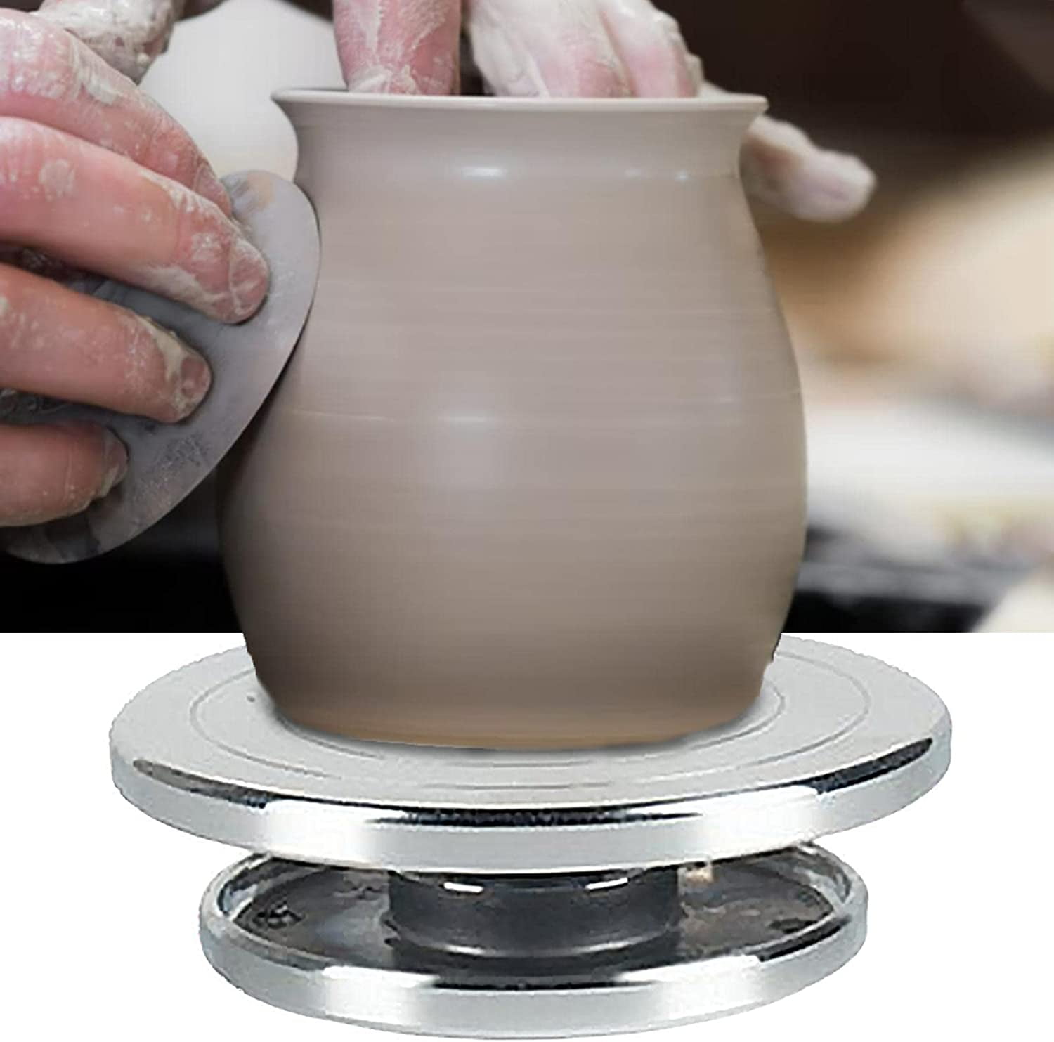 ABPETE Durable Wheel Turntable Pottery Clay Turn Table Banding Wheel Cake Decorating Revolving Ceramic Tool for Model Building, 11cm