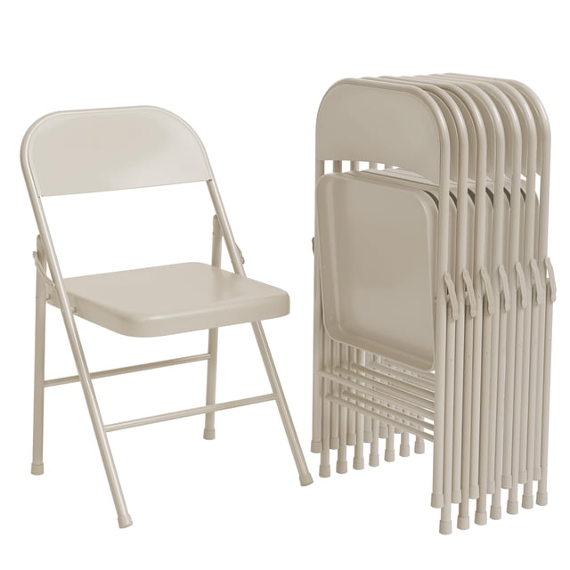 QinaQin Paquete de 8 sillas plegables de acero con respaldo, diseño resistente de hasta 350 lb, color negro, ideales para comedor, oficina, eventos interiores o reuniones al aire libre