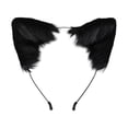 thumbnail image 4 of Diadema con orejas para fiesta, hecha a mano, con pelo sintético, ideal para disfraz de carnaval. Negro, 4 of 9