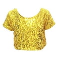 thumbnail image 4 of Sparkly Glitter Performance Tee For Girls And Boys Cheerleading Short Sleeve Top Festive Party Stage Show Tween Kids Summer Soft Comfy Cute Basic Tees, 4 of 4