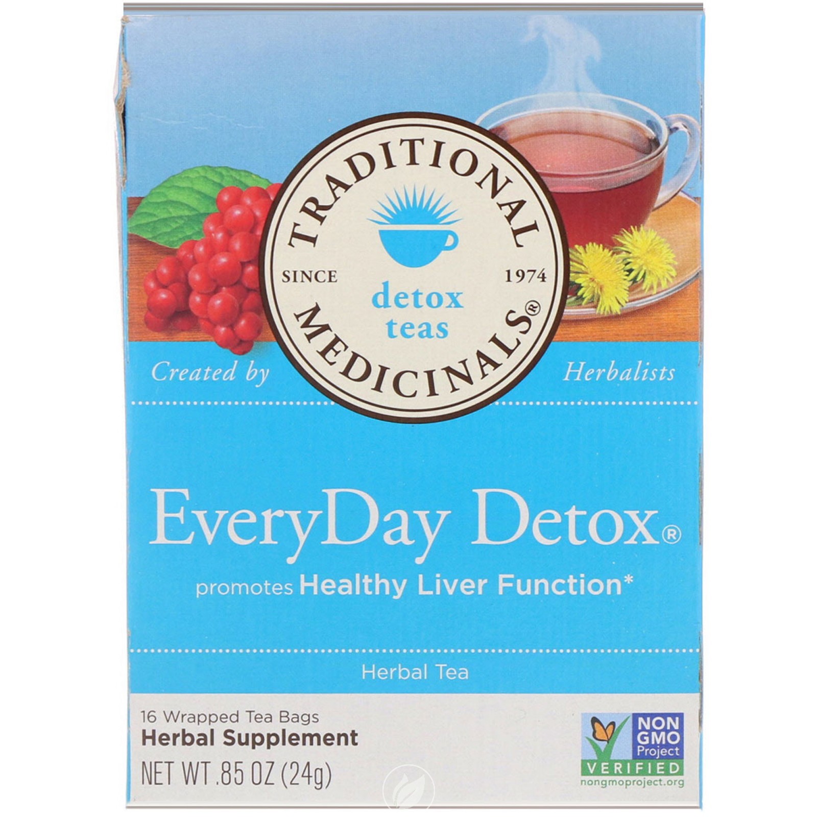 Traditional Medicinals Teas Everyday Detox Tea 16 Bag, Pack of 2