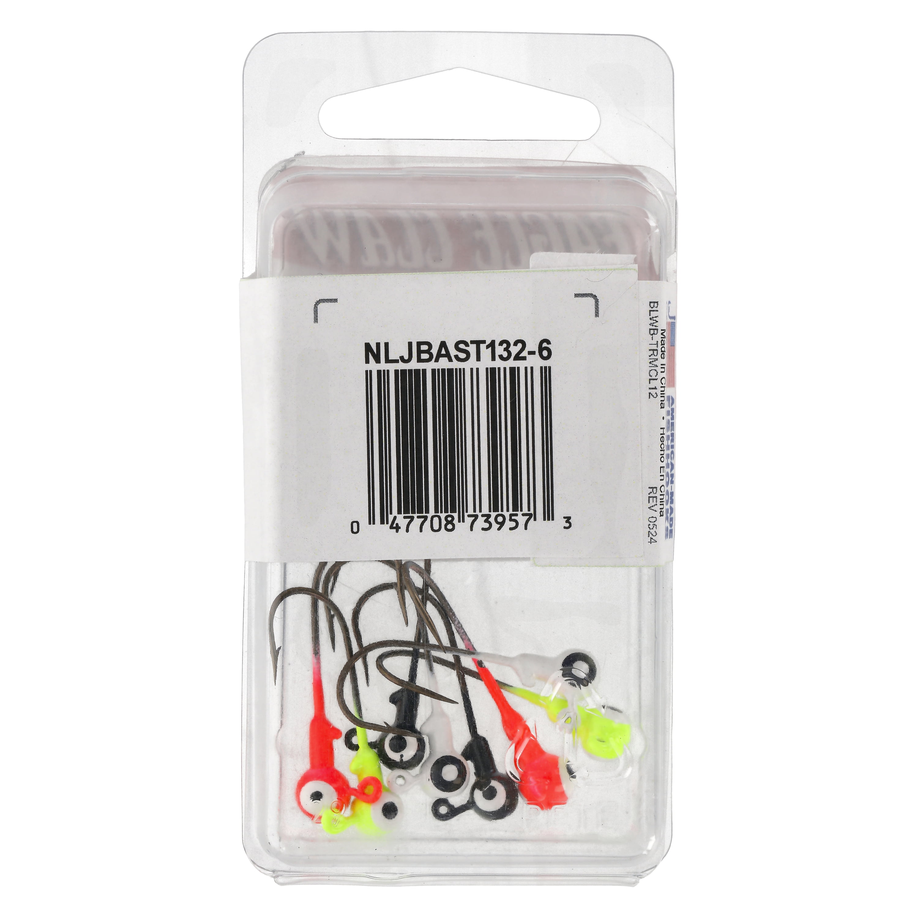 Eagle Claw Tin Ball Head Jig Assortment - Double Eye 8 Pack 1/32 oz - White-Chartreuse-Black-Pink