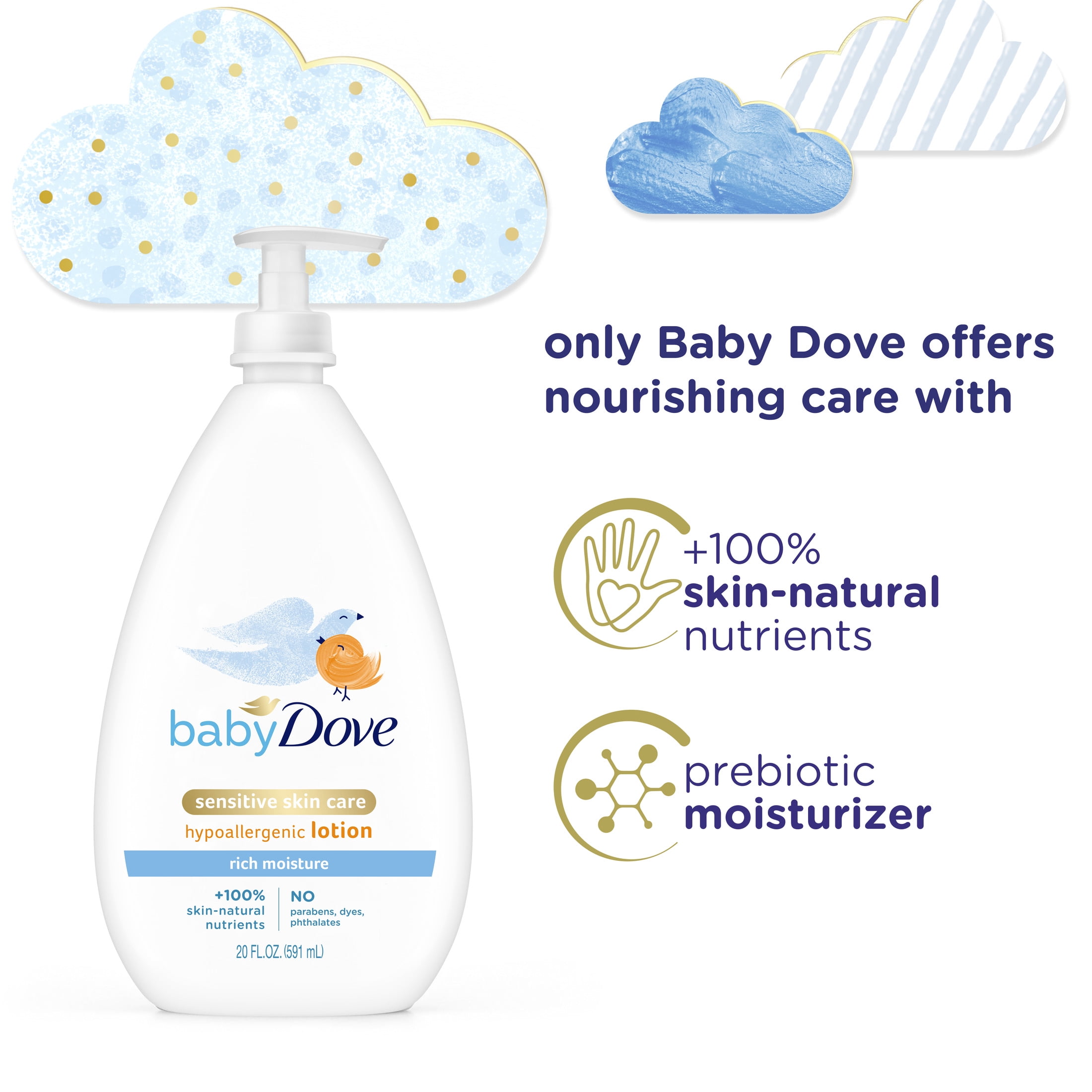 Baby Dove Hypoallergenic Wash & Lotion and Ultra-Gentle Bubble Bath Gift Pack Rich Moisture Sensitive Skin, 3 Count