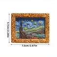 thumbnail image 3 of 3D Oil Painting Style Fridge Magnets Set Of 6, Miniature Starry Night Van Gogh Style Landscape Sculptures With Gold Frames, Decorative Refrigerator Magnets For Kitchen, 3 of 4