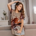 thumbnail image 3 of Lsque Coffee Beans Chocolate Splash Pattern Nightgowns for Women Sleep Shirts Short Sleeve Nightshirt Pullover Nightdress Soft Sleepwear Relaxed Fit Nightdress, 3 of 6