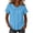 Blue, variant on Ecqkame Shirts for Women Short Sleeve Peter Pan Collar Cotton Linen Blouse Casual Solid Color Button-Down Summer Tops Army Green M