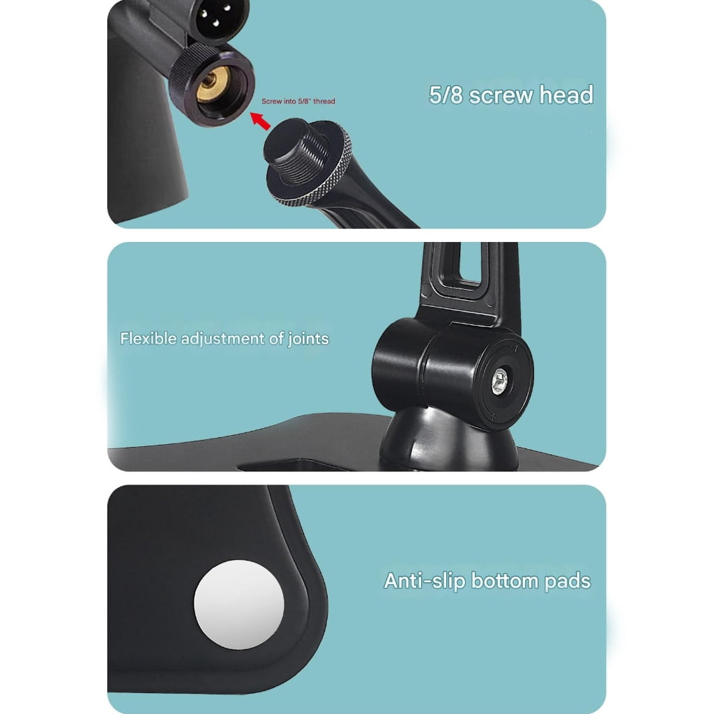 Adjustable Microphone Mount Mic Desktop Stand With Sturdy Aluminum Alloy Construction For Professional Sound Setups