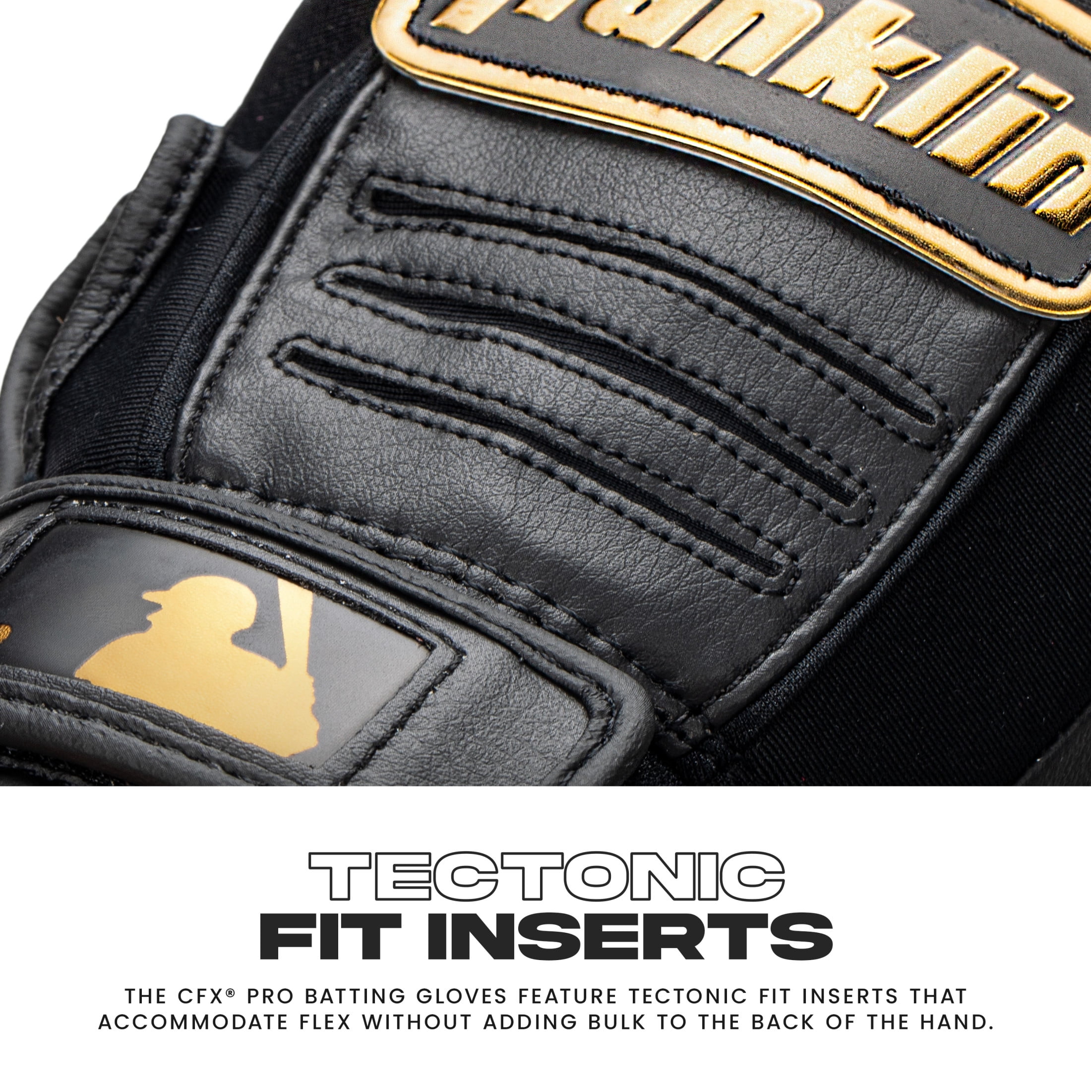 Franklin Sports MLB CFX Pro Batting Gloves, Black/Gold, Adult Small