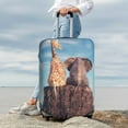 thumbnail image 7 of Gukieu Elephant And A Giraffe Sitting On A Rock Admiring The Ocean Print Suitcase Protective Cover, Elastic Zipper Buckle Suitcase Protective Cover, Suitable for Travel, Business Trip-Large, 7 of 7