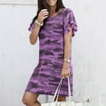 thumbnail image 4 of LEEYNEER Summer Dresses for Women 2022  Women‘s Beach Casual Dresses  Fashion Summer Round Neck Casual Short Sleeve Camouflage Printing Dress  Plus Size Holiday Dresses Mini Sundresses Gr, 4 of 5