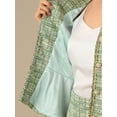 thumbnail image 5 of INSPIRE CHIC Women's 2 Piece Tweed Suit Button Down 3/4 Sleeve Jacket Pencil Skirt Set 3XL Green, 5 of 6