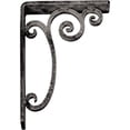 thumbnail image 4 of Ekena Millwork 1 1/2"W x 5 1/2"D x 8"H Avery Wrought Iron Bracket, (Single center brace), Antiqued Warm Silver, 4 of 8
