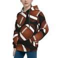 thumbnail image 2 of Kll Unisex Kids Boys Girls Hooded Pocket Pullover Hoodies-Brown Football On Black, 2 of 9