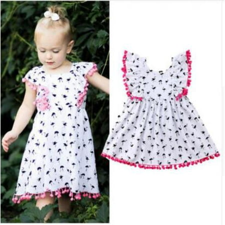 

Nosii 1pcs Toddler Full Print Birds Baby Girl s Frilled One-Piece Dress