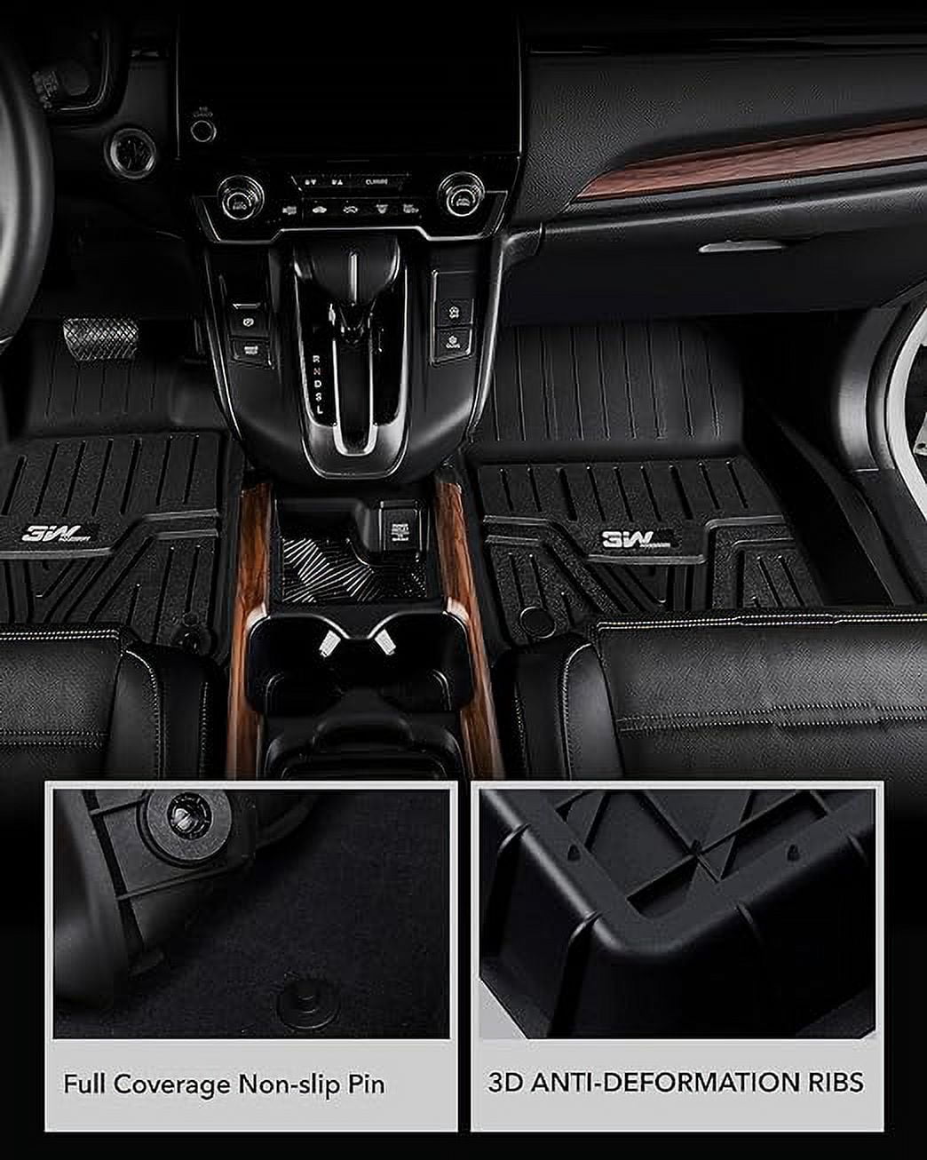 3W Floor Mats & Cargo Liner Fit for Honda CR-V CRV 2017-2022 TPE All Weather Custom Fit Floor Liner and Cargo Mats For Honda CRV Black(NOT for Hybrid)