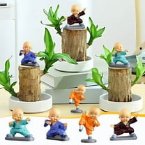 Gmogad Mini Buddha Statue, Zen Monk Resin Figurine, Cute Meditation Decor for Desk, Bookshelf, Bonsai Display - Spiritual Gift for Home, Office, Yoga Room