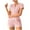 Pink, variant on tarylea Womens Pajamas Set Crew Neck Short Sleeve Button down Tops Mid Rise Shorts Solid Color Fitted Sets Casual Summer Stretch Comfy Loungewear Suits