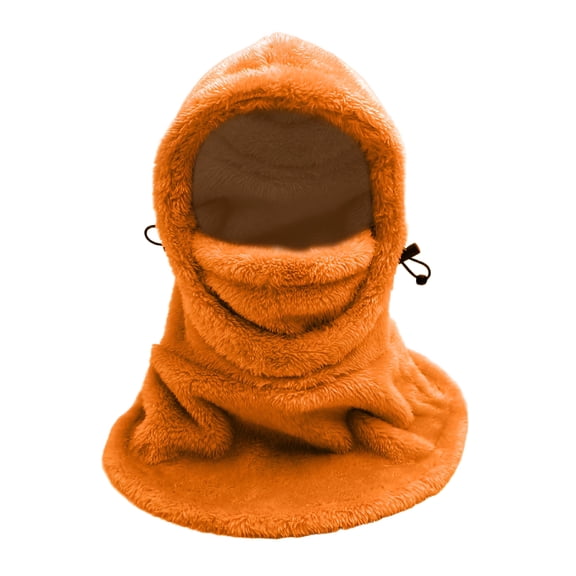 TELOLY Kids Ski Mask Balaclava for Boys Girls Winter Warm Fleece Face Mask Hat Toddler Snow Sherpa Hood Neck Scarf, Orange, 5-12 Years