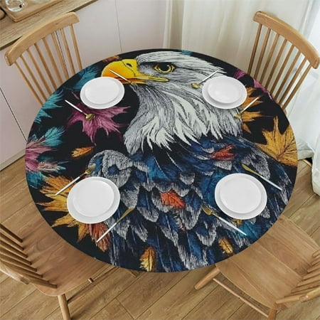 

BCIIG Eagle Leaves Pattern Round Table Cover Stain Resistant Washable for Indoor Outdoor Kitchen Dining Wedding Parties Waterproof 100% Polyester Fiber 54 -58