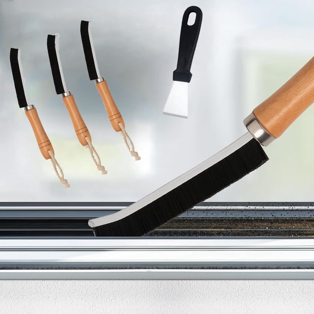 Fiudx Juego de Cepillos de Baño con Mango de Madera, Limpieza Rápida y Sencilla, Cerdas Duras, Multiusos, Esencial para El Hogar, Kit de 4 Piezas