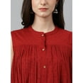 thumbnail image 7 of Janasya Indian Women's Maroon Dobby Cotton Solid Gathered Tunic (Valentine Collection), 7 of 7
