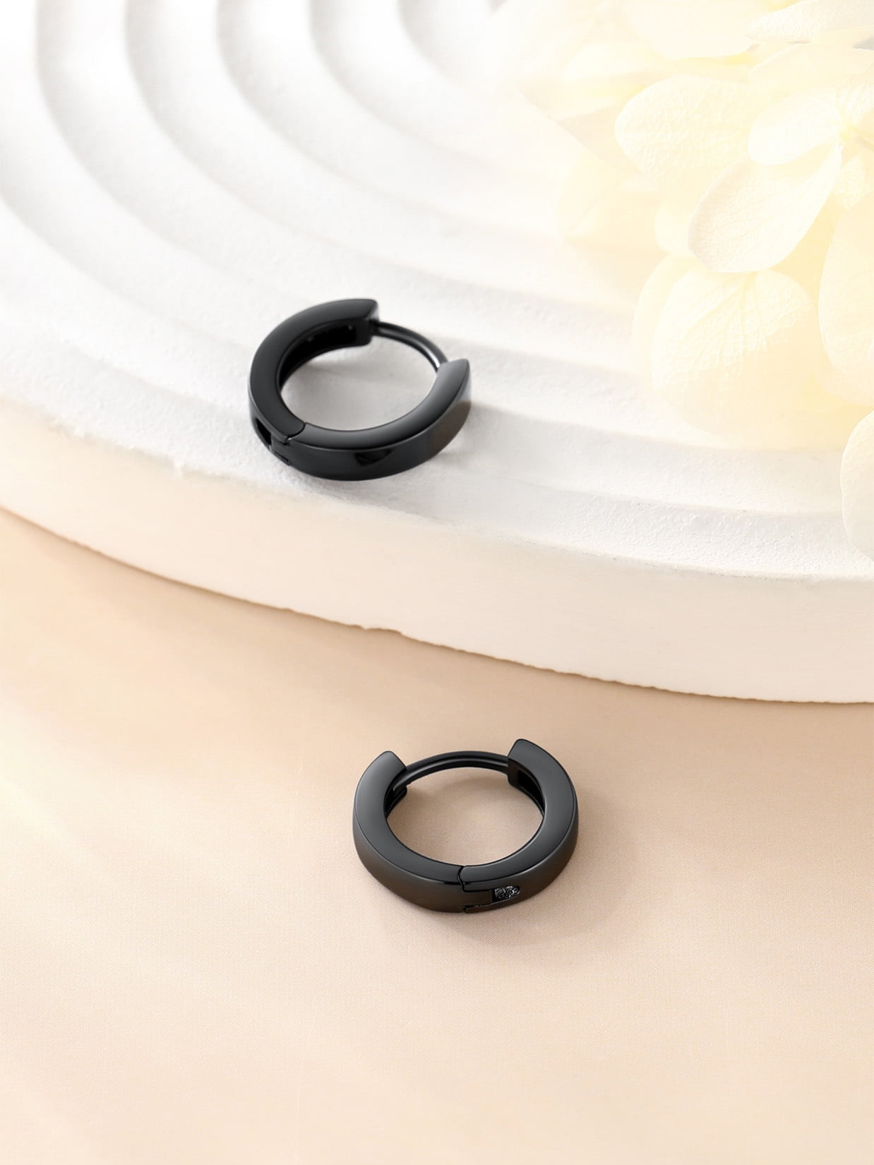 Suplight 925 Sterling Silver Huggie Earrings for Women Plain Hoop Earrings, Gold/Rose Gold/Black Plated