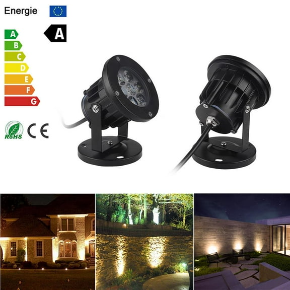 Inteprter 7W LED Césped Jardín Luz de inundación Patio Patio Camino Proyector Lámpara con base Impermeable Blanco cálido AC / DC 12V Iluminación y accesorios No.2 Inteprter HA024199-02