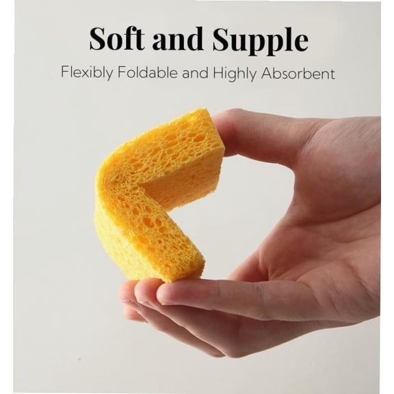6 Counts Compressed Wood Pulp Sponges,Non-Scratch Natural Scrub Sponges for Washing Dishes and Cleaning the Kitchen, best for Non-Stick Cookware in Household Kitchen