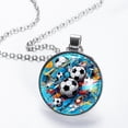 thumbnail image 2 of Football Glass Design Circle Pendant Necklace - Elegant Jewelry Piece, 2 of 5
