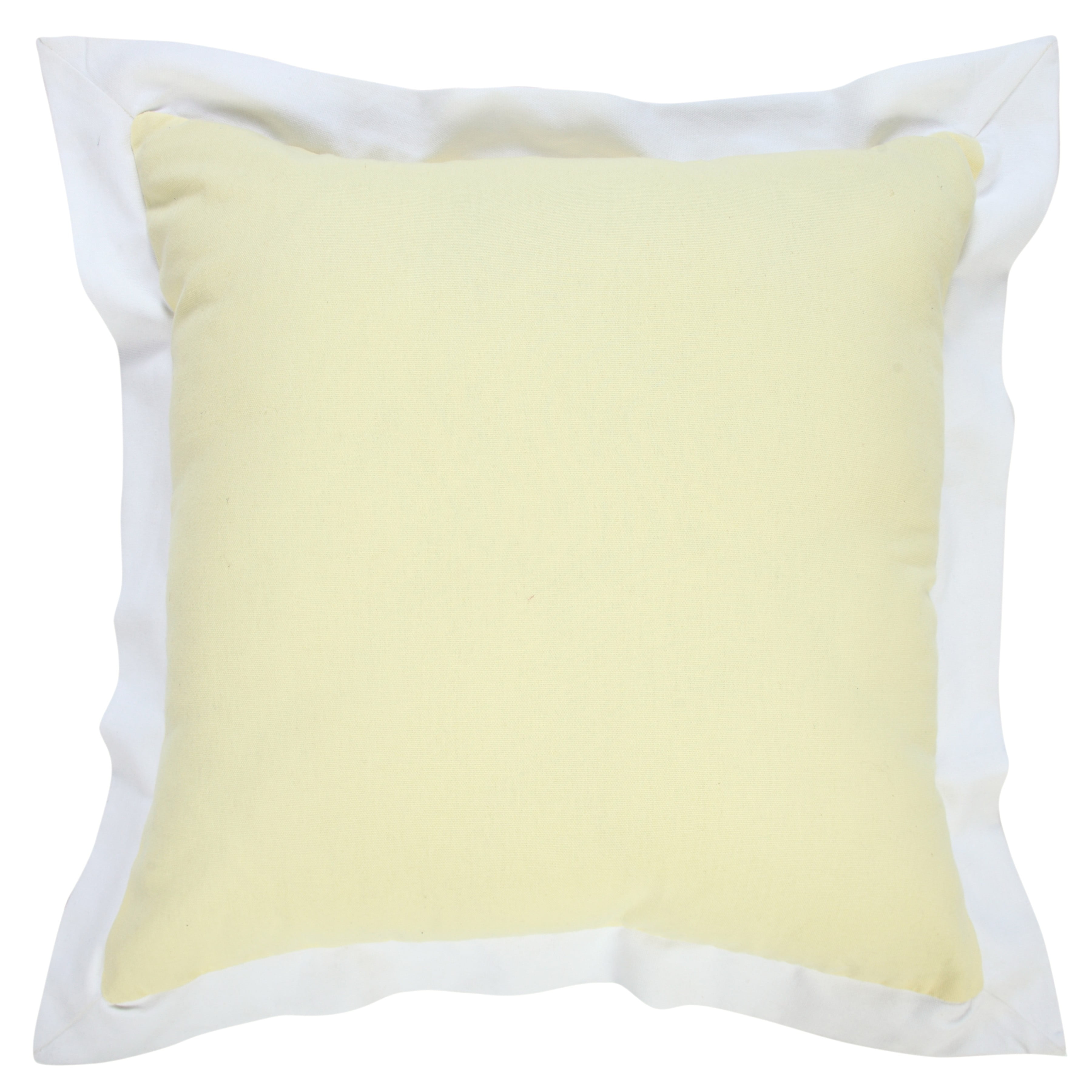 Harlow Hill Finn 20" x 20" Bordered Cotton Adult Decorative Feather Filled Pillow, Yellow/Off White