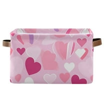 Love Hearts in Valentine Storage Basket Large Foldable Storage Bin Laundry Baskets Toys Box Book Foldable Organizer Bag 14.2x10.2x8.3 Inches 1 PC