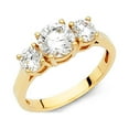 thumbnail image 2 of 14k White Italian Gold Round 1.50 ct CZ 3 Stone Engagement Ring, 2 of 2