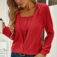thumbnail image 4 of Fall Sweatshirts for Women, Ribbed Knit Tops for Women Trendy Square Neck Button Decoration Pullover Soft Long Sleeve Work Casual Blouses, 4 of 9