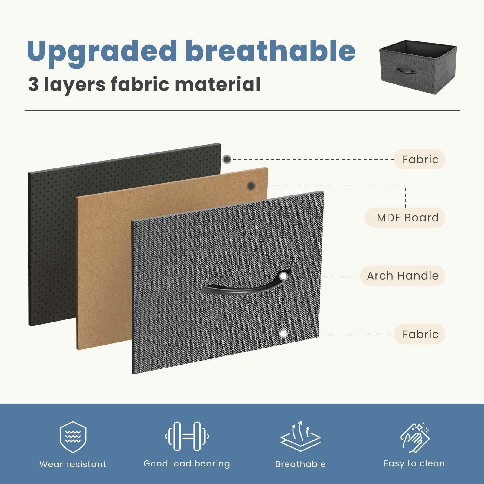 MAYEERTY 5-Drawer Tall Fabric Storage Tower Dresser with Wooden Top, Steel Frame Organizer Cabinet for Nursery Bedroom Closet Entryway