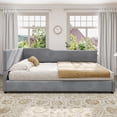 thumbnail image 3 of Harper & Bright Designs L-Shaped Corner Bed Full Size with Storage Cabinets, Wooden Full Daybed Frame for Living Room Bedroom, Gray, 3 of 12