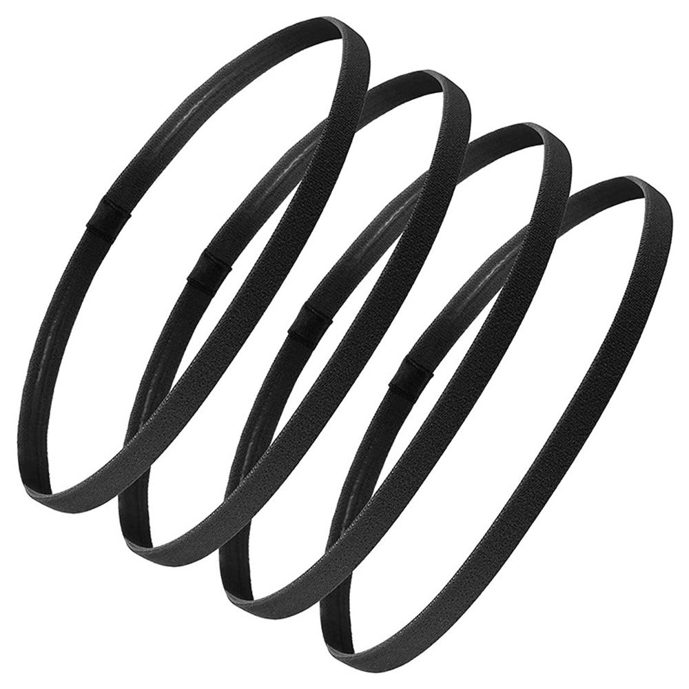 Junsice Elastic Thin Sports Headbands Athletic Non Slip Skinny Headbands For Women Men Boys Girls Kids 4 Pack Silicone Grip Hairband Mini Sweat Ban
