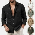 thumbnail image 6 of Mens Casual Button Down Long Sleeve Lapel Cargo Shirts Jacket Outwear Coat Tops, 6 of 10